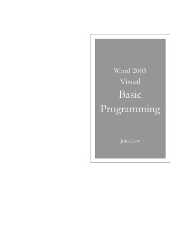 Word 2003 Visual Basic Programming