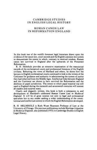 Roman Canon Law in Reformation England