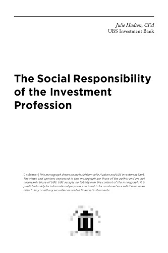 The Social Responsibility of the Investment Profession