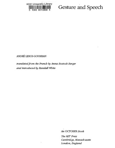 Gesture and Speech (October Books)
