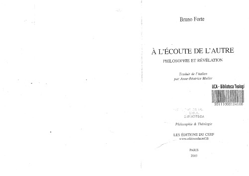 A l'écoute de l'autre : Philosophie et Révélation