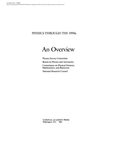 Overview: Physics Through the 1990s