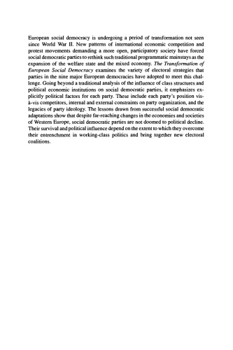 The Transformation of European Social Democracy