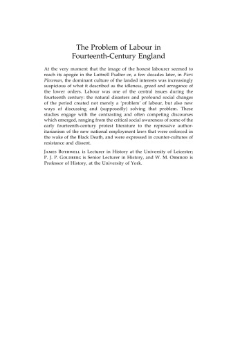 The Problem of Labour in Fourteenth-Century England
