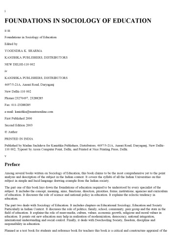 Foundations in Sociology of Education