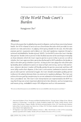Of the World Trade Court's Burden
