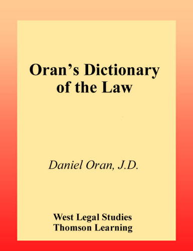 Oran's Dictionary of the Law, 3E (Oran's Dictionary of the Law)
