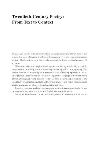 20TH CENTURY POETRY:TEXT CL (Interface)