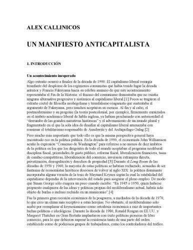 Un Manifiesto Anticapitalista (Spanish Edition)