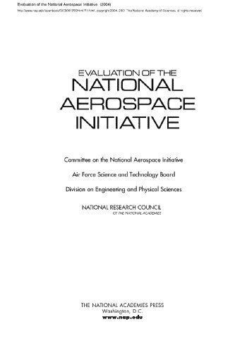 Evaluation Of The National Aerospace Initiative
