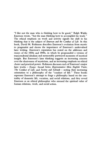 Emerson and the Conduct of Life: Pragmatism and Ethical Purpose in the Later Work