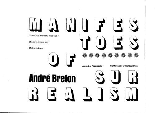 Manifestoes of Surrealism (Ann Arbor Paperbacks)