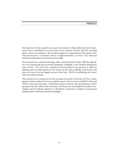 Military Occupational Specialties: Change and Consolidation