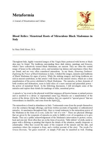 Blood Relics: Menstrual Roots of Miraculous Black Madonnas in Italy
