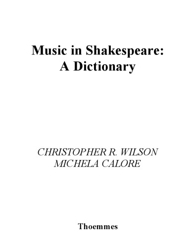 Music in Shakespeare: A Dictionary