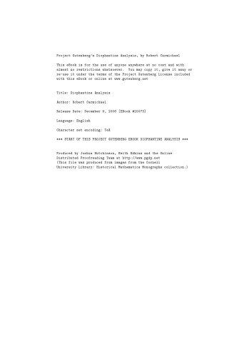 Diophantine analysis