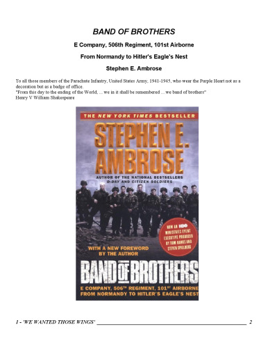 Band of Brothers : E Company, 506th Regiment, 101st Airborne from Normandy to Hitler's Eagle's Nest