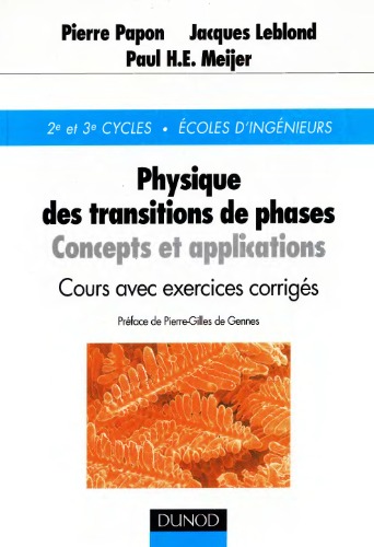 Physique des transitions de phase : Concepts et applications - Cours et exercices corrigés, 2e éd.