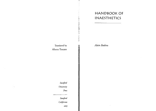 Handbook of Inaesthetics (Meridian: Crossing Aesthetics)