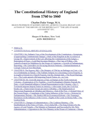 The Constitutional History of England from 1760 to 1860