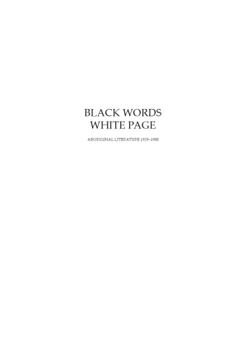 Black Words, White Page: Aboriginal Literature 1929-1988
