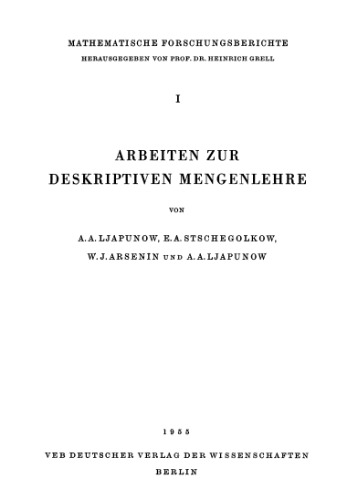 Arbeiten zur deskriptiven Mengenlehre (Mathematische Forschungsberichte, 1)