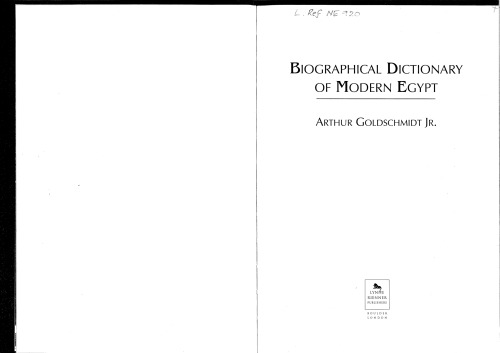 Biographical Dictionary of Modern Egypt