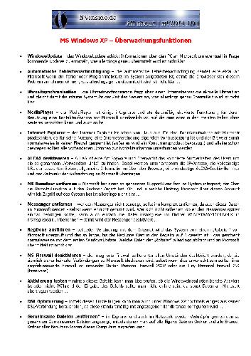 MS Windows XP - Überwdchungsfunktionen