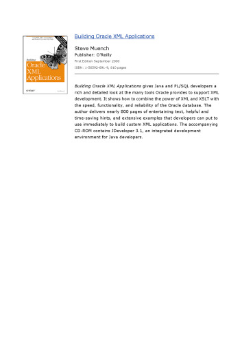 Building Oracle XML Applications