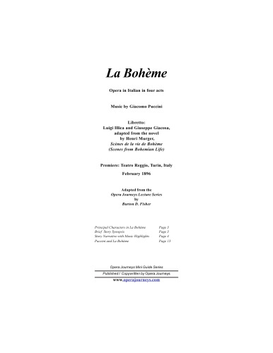 La Boheme (The Opera Journeys Mini Guide Series)