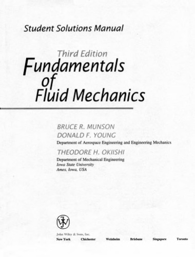Fundamentals of Fluid Mechanics, Student Solutions Manual
