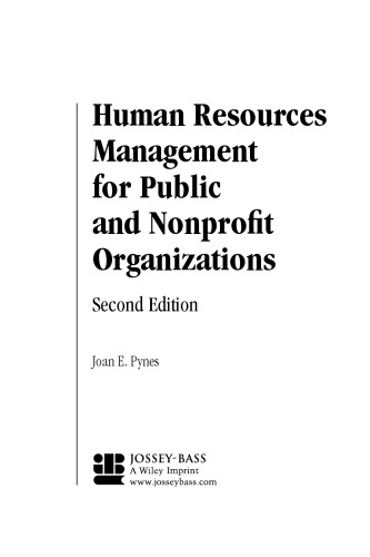 Human Resources Management for Public and Nonprofit Organizations (Jossey Bass Nonprofit & Public Management Series)