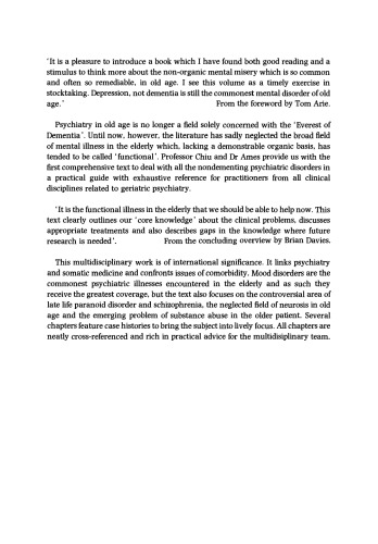 Functional Psychiatric Disorders of the Elderly