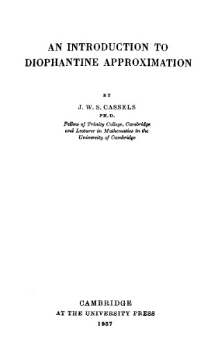 An introduction to diophantine approximation