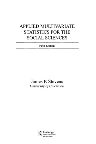 Applied Multivariate Statistics for the Social Sciences, Fifth Edition