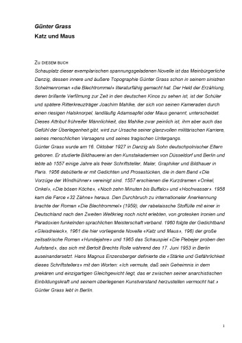 Katz und Maus: Danziger Trilogie 2  German