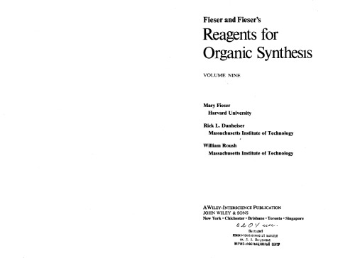 Volume 9, Fiesers' Reagents for Organic Synthesis