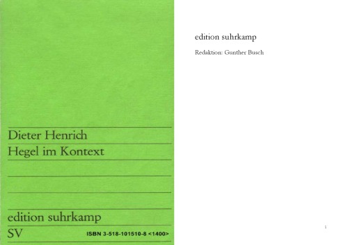 Hegel im Kontext