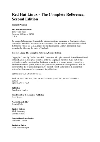 Red Hat Linux 7.2: The Complete Reference