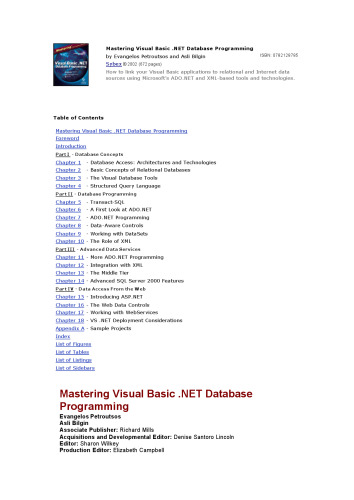 Mastering Visual Basic .NET Database Programming