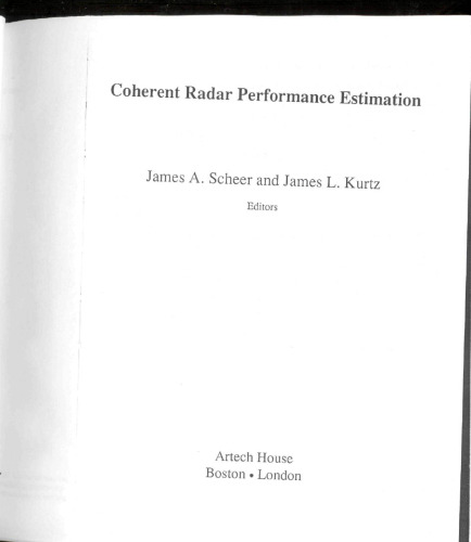 Coherent Radar Performance Estimation (Artech House Radar Library)