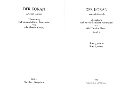 Der Koran, Bd.6, Sure 5,1-120, Sure 6,1-165