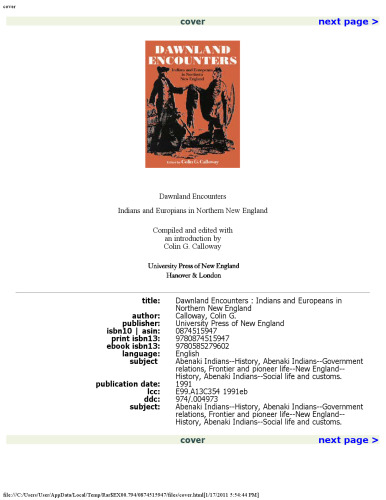 Dawnland Encounters: Indians and Europeans in Northern New England