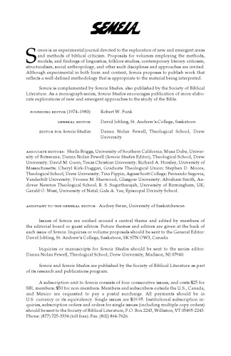 Semeia 89: Northrop Frye and the Afterlife of the Word