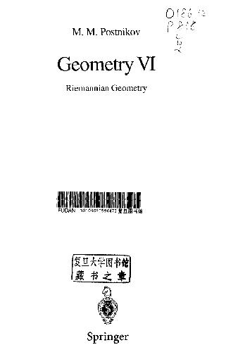 Geometry VI: Riemannian Geometry