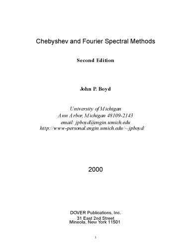 Chebyshev and Fourier Spectral Methods, Second Edition
