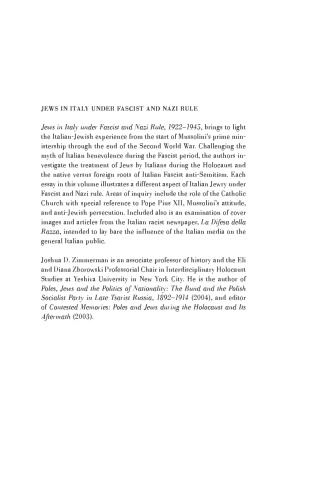 The Jews in Italy under Fascist and Nazi Rule, 1922-1945