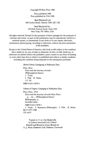 Facts and the Function of Truth (Philosophy of Theory)