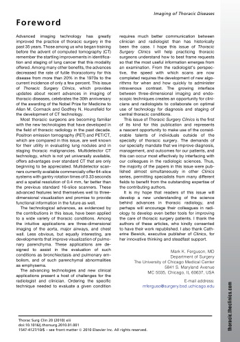 Imaging of Thoracic Diseases, An Issue of Thoracic Surgery Clinics (The Clinics: Surgery)