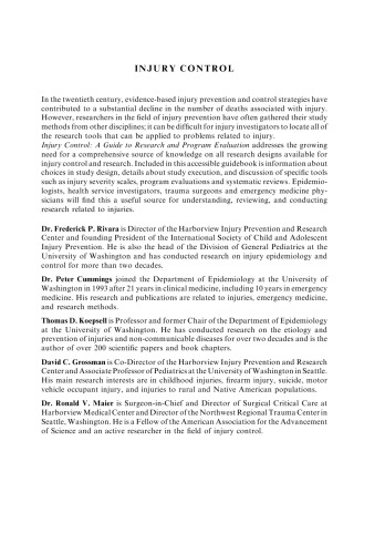 Injury Control: Research and Program Evaluation